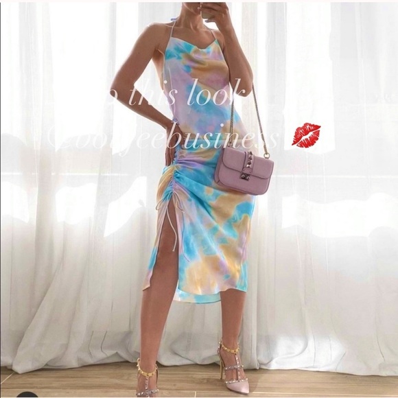 ZARA BNWT Tie Dye Slip Dress with Spaghetti Straps - Picture 4 of 9